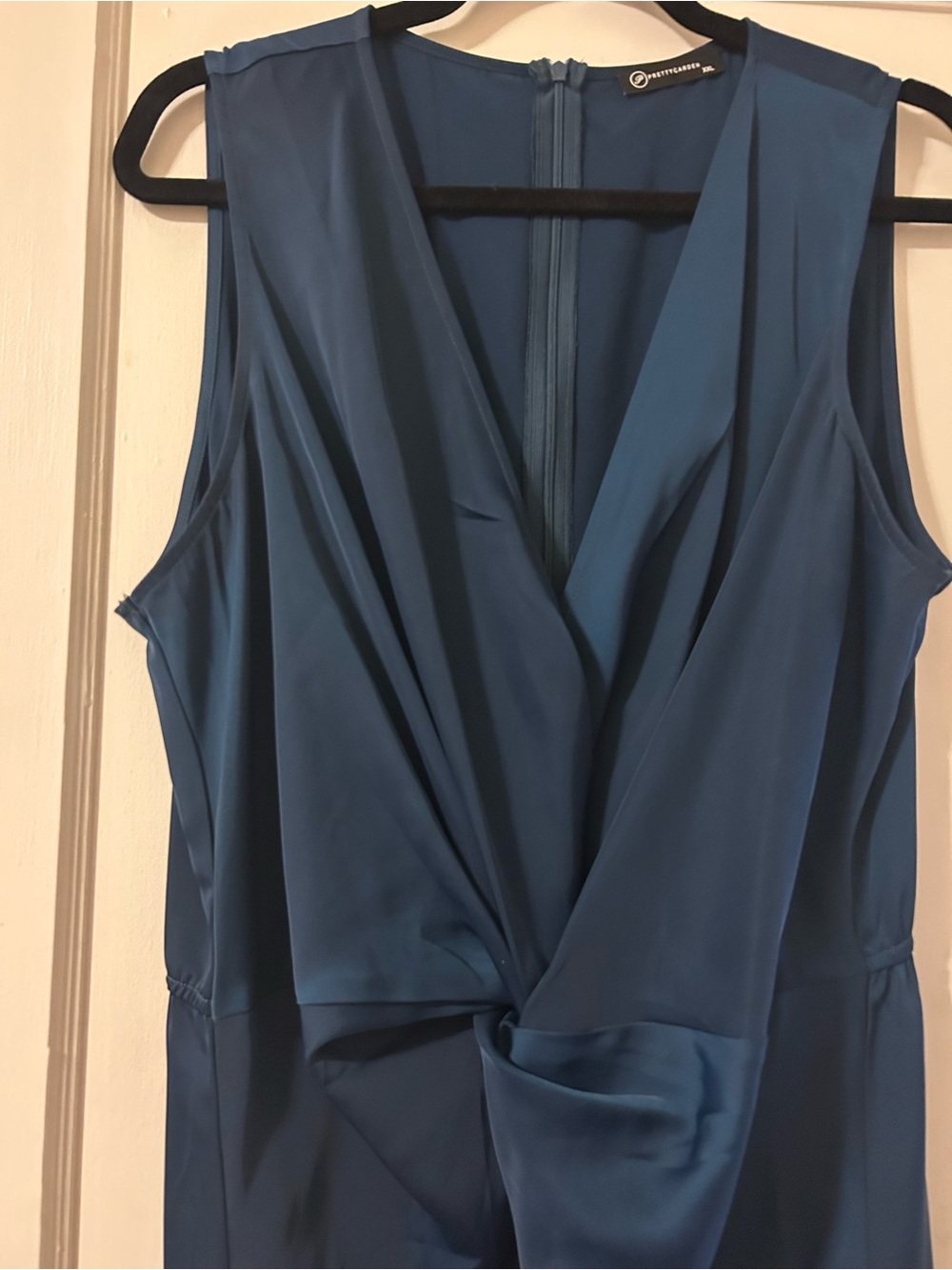 Sleeveless Twist-Front Blue Dress